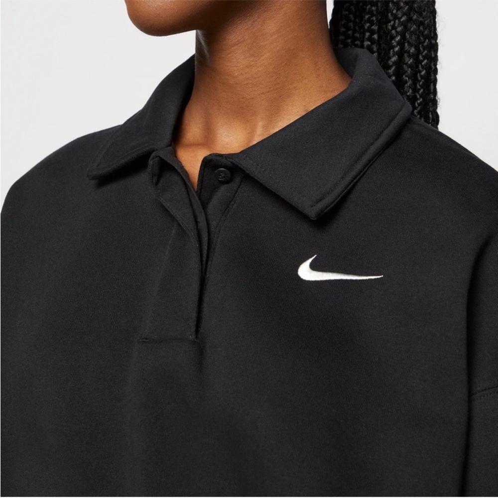New Nike Phoenix Fleece three quarter Sleeve Crop Polo Sweatshirt - Womens XS - Picture 5 of 10